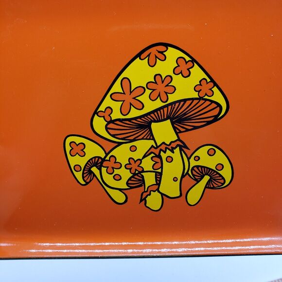 RARE Vintage 1970's Takahashi of Japan Orange Mushroom Drink Rolling Tray 5x7 - Picture 7 of 7